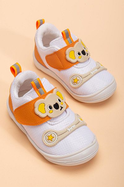 Dilimler Ayakkabı Şirinbebe Orthopedic Baby Boy First Step Shoes White Velcro Anorak