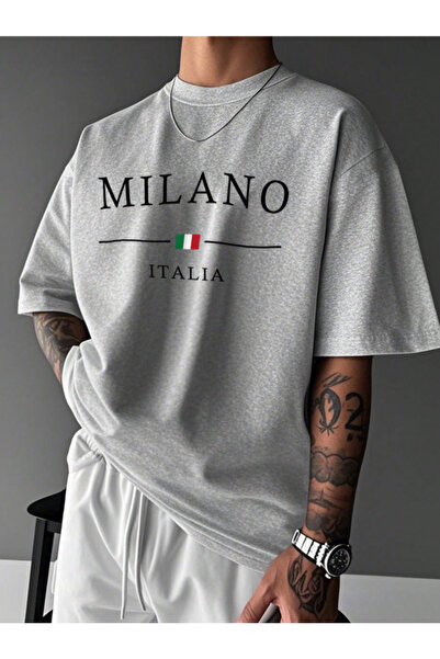 COHERENT Tricou supradimensionat din bumbac cu imprimeu personalizat MILANO p...
