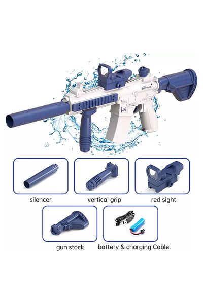 SprintMag Pistol cu Apa Automat cu Jet Continuu Amortizor Luneta Tragere 10m cu Acumulator 3, 7V Alb/Albastru