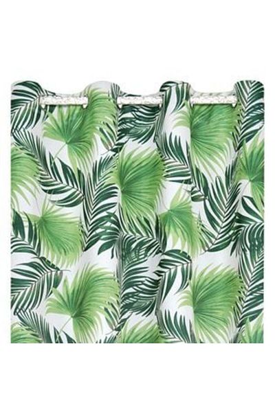 Jumbo Perdea decorativă ecru frunze tropicale cu inele 140 x 260 cm