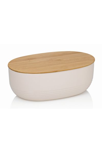 KELA Keck Lang Bread box NAMUR plastic / beige wood