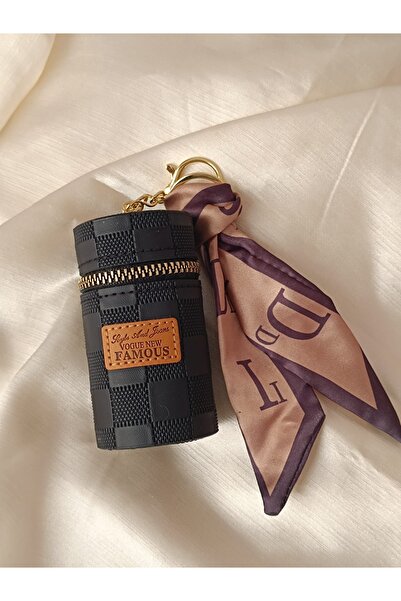 Fallinlove Fular Detay Siyah Çanta Charm