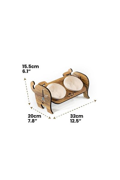 GOBYPET Wooden Dog Food Ceramic Water Bowl Stand, Dog Food Bowl, Gift Cat-Dog Carpet