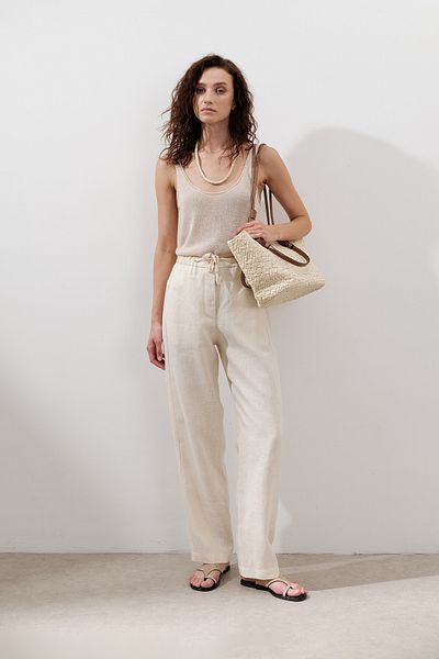 Manuka Linen Barrel Pants Vanilla