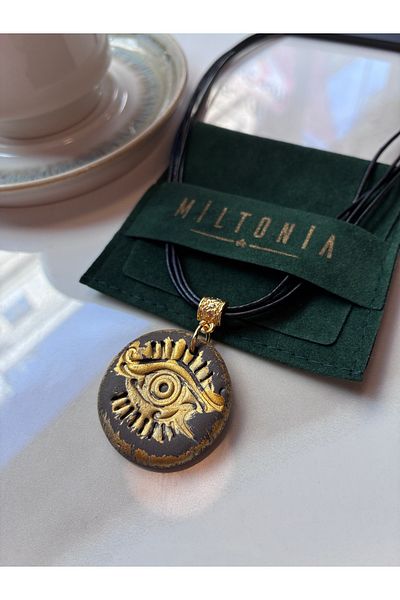 Miltonia Ceramic Processing Handmade Leather Design Necklace