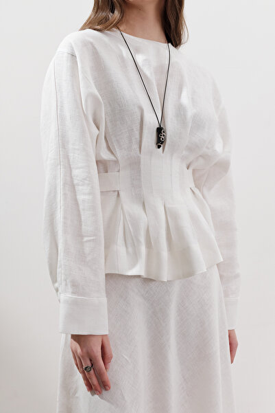 Manuka LEN DVOJŘADNÁ BLUZKA ECRU