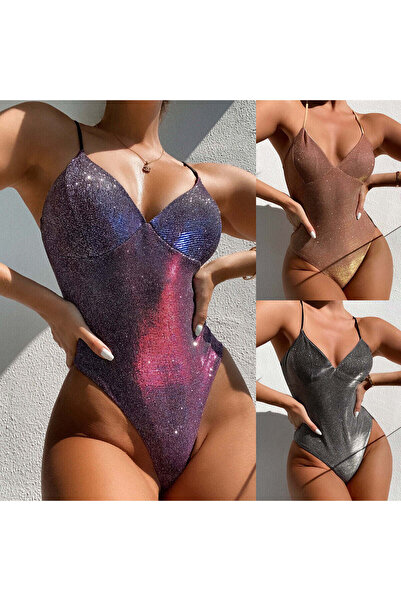 WildFashion One-piece swimsuit with shiny metallic thread and silver highlights SW2529-61