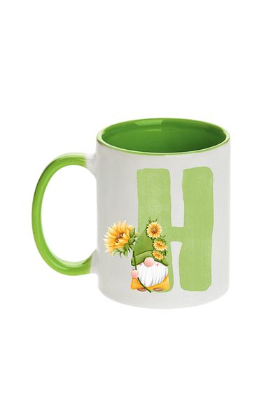 SiestaSafari Alphabet Personalized Coffee Mug with Letter Gnome Print, Gift for Woman for Birthday, Home, Office