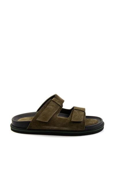 Bambi Haki Leather Erkek Terlik E04801070002
