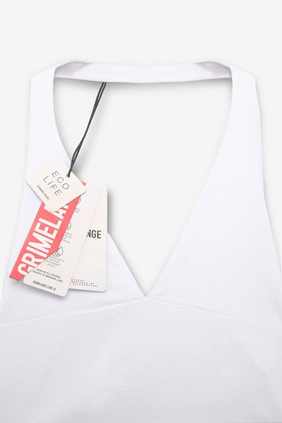 GRIMELANGE Morienne women's halter neck thick strap backless crop white blouse
