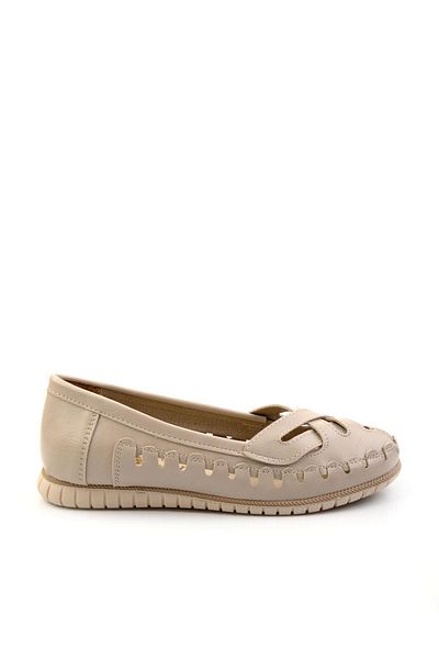 Bambi Beige Leather Women's Ballerinas K01140005103