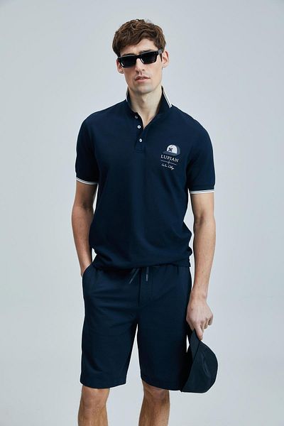 Lufian Ανδρικό μπλουζάκι πόλο Sandor Navy Blue (111040223)
