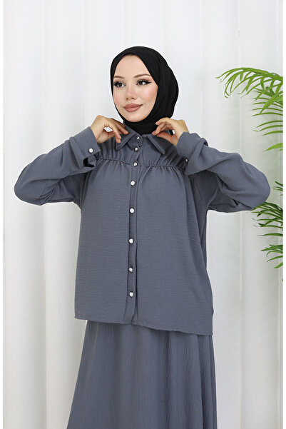 sefamerve Aerobin Υφασμάτινο Πουκάμισο Φούστα Διπλό Σετ 2082-05 Anthracite