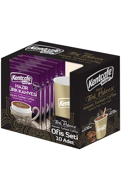 Kent Boringer Coffee Turkish Kahvesiofis Set Turkish Coffee /With Sugar (10 Pieces of Coffee 10 Cup 10 Spoons)