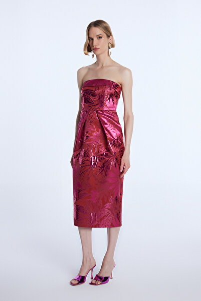 adL Mert Aslan Straplez Midi Boy Jakar Elbise