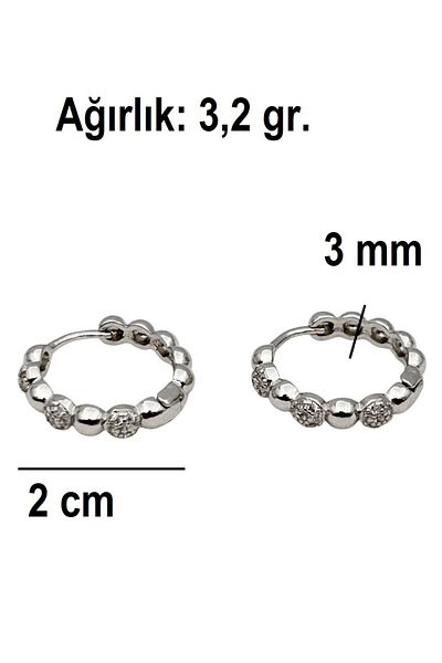 Siya Silver Zircon Stone Dorika Steel Earrings with Topcuk - 2 cm