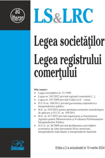 Editura Rosetti Legea societatilor. Legea registrului comertului.