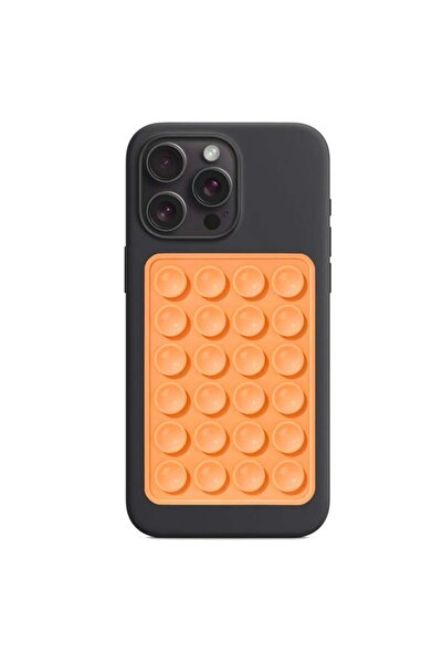 SKYDDAR INNOVATION Suport universal adeziv pentru telefon cu ventuză, silicon, 8x5.5cm, SKDR StickIt SO-PAD - Portocaliu
