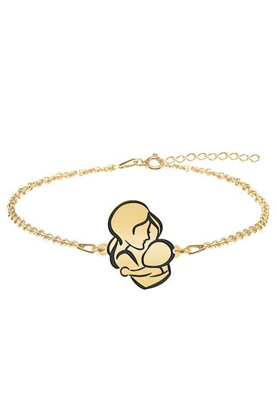 BijuBOX Bratara personalizata mama si copilul din argint 925 placat cu aur galben 24K - Grace - BijuBOX