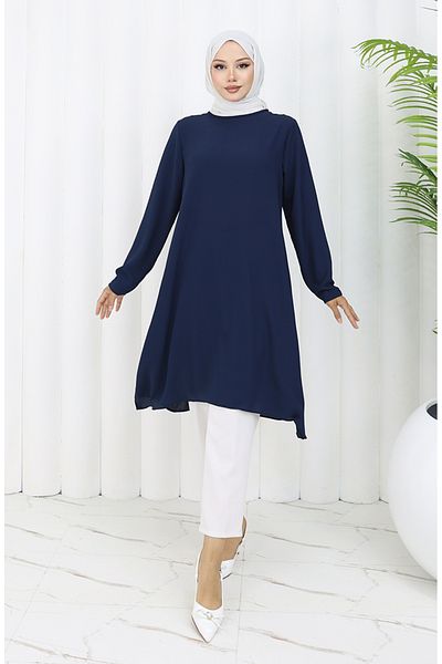 sefamerve Ασύμμετρο Πριγκίπισσα Τουνίκ 4101-08 Navy Blue