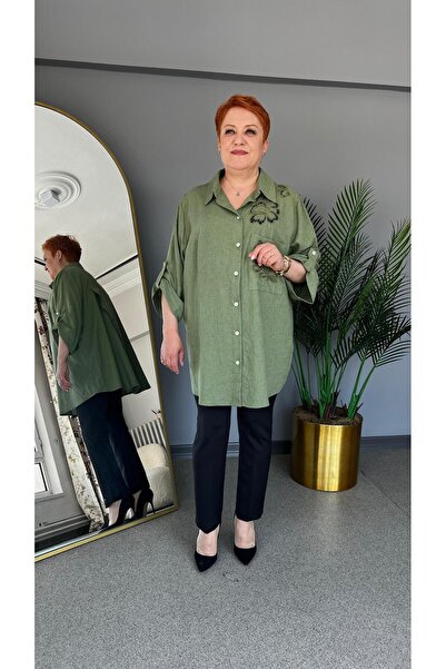 selma Büyük Beden Keten Gömlek