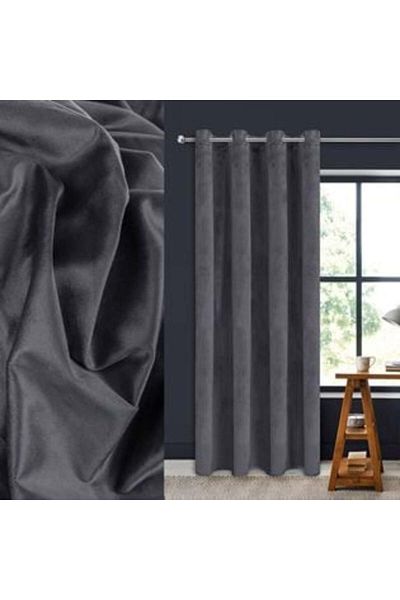 OEM Decorative Curtain with Velvet Rings Gray 140 x 260 cm