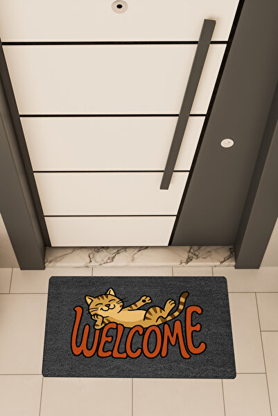 Dormot Home High Quality Digital Printing Black, Welcome Lying Happy Cat, The...