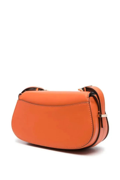 Michael Kors Women's Adjustable Shoulder Strap 100% Leather Metallic Logo Embossed Magnetic Closure Orange Shoulder Bell