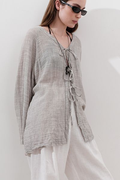 Manuka Linen Mixed Tie-Dye Bluz Natural