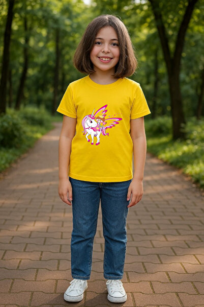 Windy Island Fată guler rotund Unicorn cu imprimeu tricou