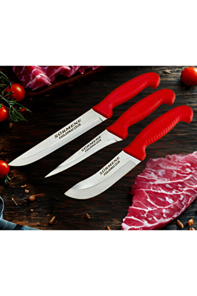 Sürmene 3 PARÇA MUTFAK BIÇAK SETİ ET DOĞRAMA, KEMİK SIYIRMA , YÜZME