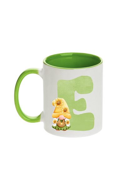 SiestaSafari Alphabet Personalized Coffee Mug with Letter Gnome Print, Gift for Woman for Birthday, Home, Office