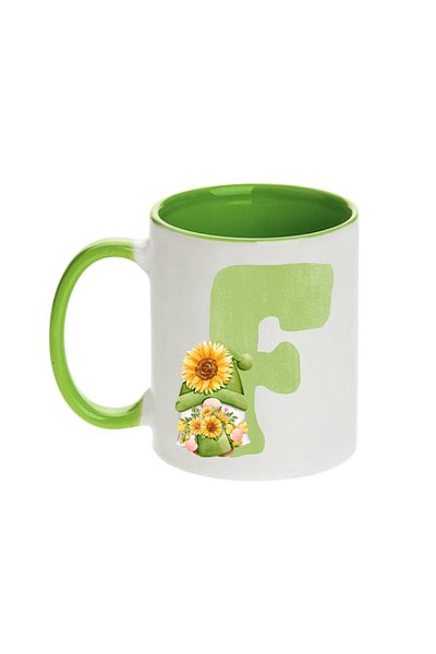 SiestaSafari Alphabet Personalized Coffee Mug with Letter Gnome Print, Gift for Woman for Birthday, Home, Office