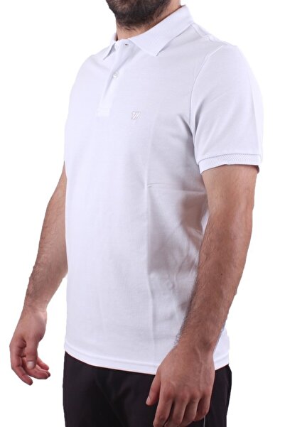 Twister Jeans Twister 2341 White Casual Short Sleeve Regular Fit Cotton Polo Neck Men's T-Shirt