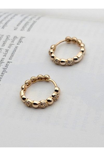 Siya Silver Zircon Stone Dorika Steel Earrings with Topcuk - 2 cm