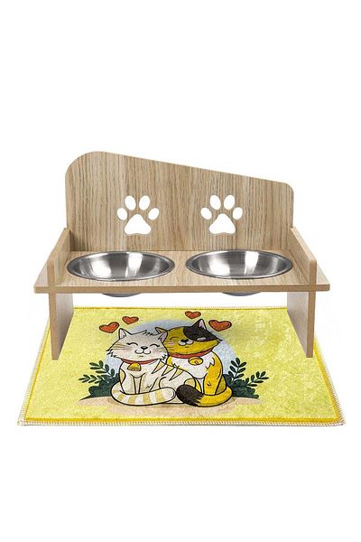 GOBYPET Paw Food Bowl Cat Dog Water Bowl, Mat and Avocado Cat Mint Gift