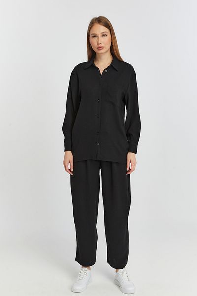 Bolivente Women's Black Wide Leg Woven Trousers