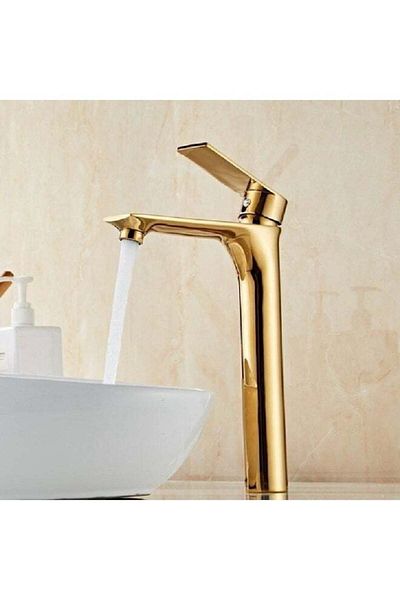 Generic ITG Tall Basin Mixer Faucet – Gold Finish, Modern Design, SASO Certified, 5-Year Warranty