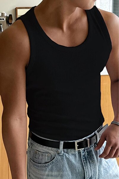 Oksit Wove Package Slim Fit Flexible Lycra Ribbed Breathable Sleeveless Sports Singlet