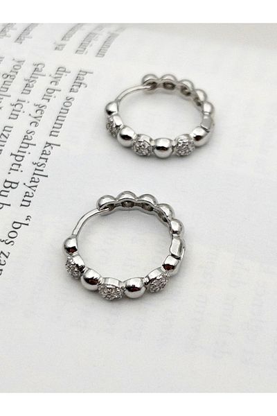 Siya Silver Zircon Stone Dorika Steel Earrings with Topcuk - 2 cm