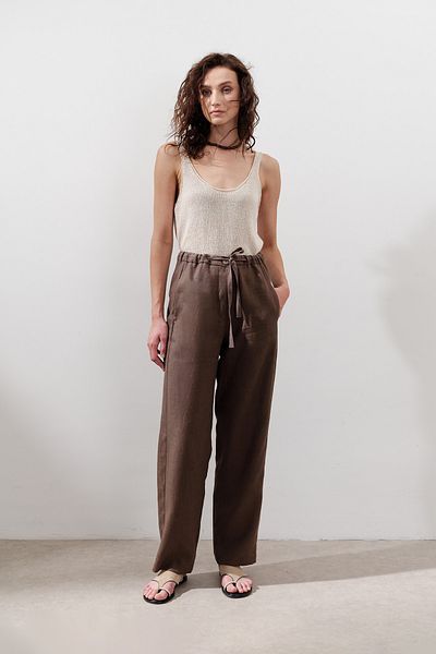 Manuka Linen Barrel Pants Dusty Brown