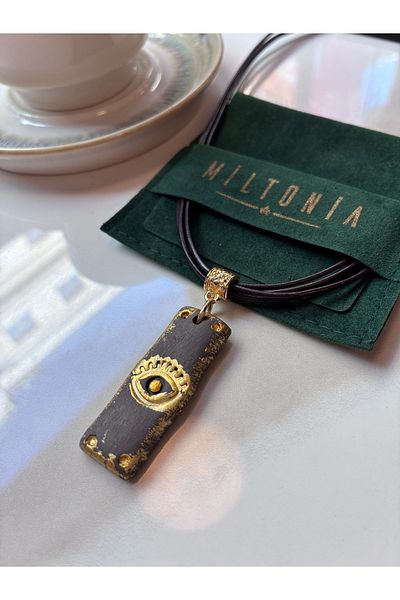 Miltonia Ceramic Processing Handmade Leather Design Necklace