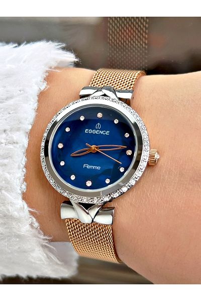 Essence Special Design Steel Cord Copper Color Steel Cord Women Wrist Watch 1011.590