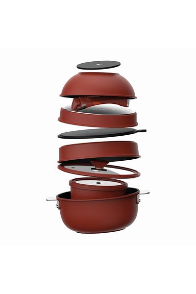 MasterPro SHARE PLAY Set of 10 non-stick cookware, red