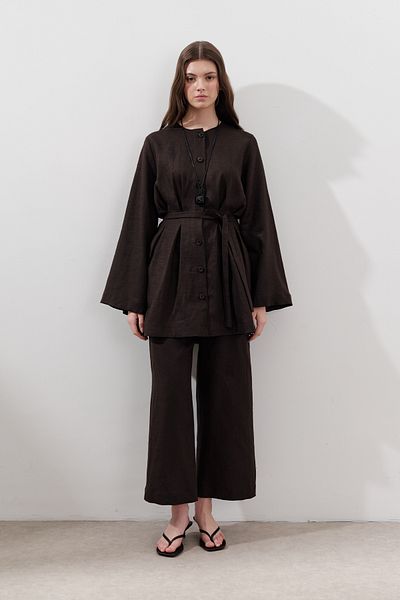 Manuka Linen Wide Leg Pants Bitter Brown