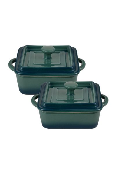 Bergner EXCALIBUR vase de copt din gresie set 2 buc verde 250ml