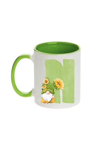 SiestaSafari Alphabet Personalized Coffee Mug with Letter Gnome Print, Gift for Woman for Birthday, Home, Office