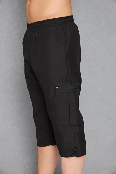 Enrico Ferry Men's Large Size Cargo Pocket Micro Sea Capri Black 2665B-S