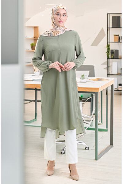 sefamerve Çerçeve Detaylı Uzun Tunik 4105-06 Haki