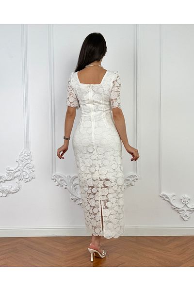 toog Dress with a floral and pearl pattern at the waist and sleeves, and a transparent bottom